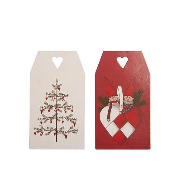 2x3 Gift tags with Christmas tree and elves