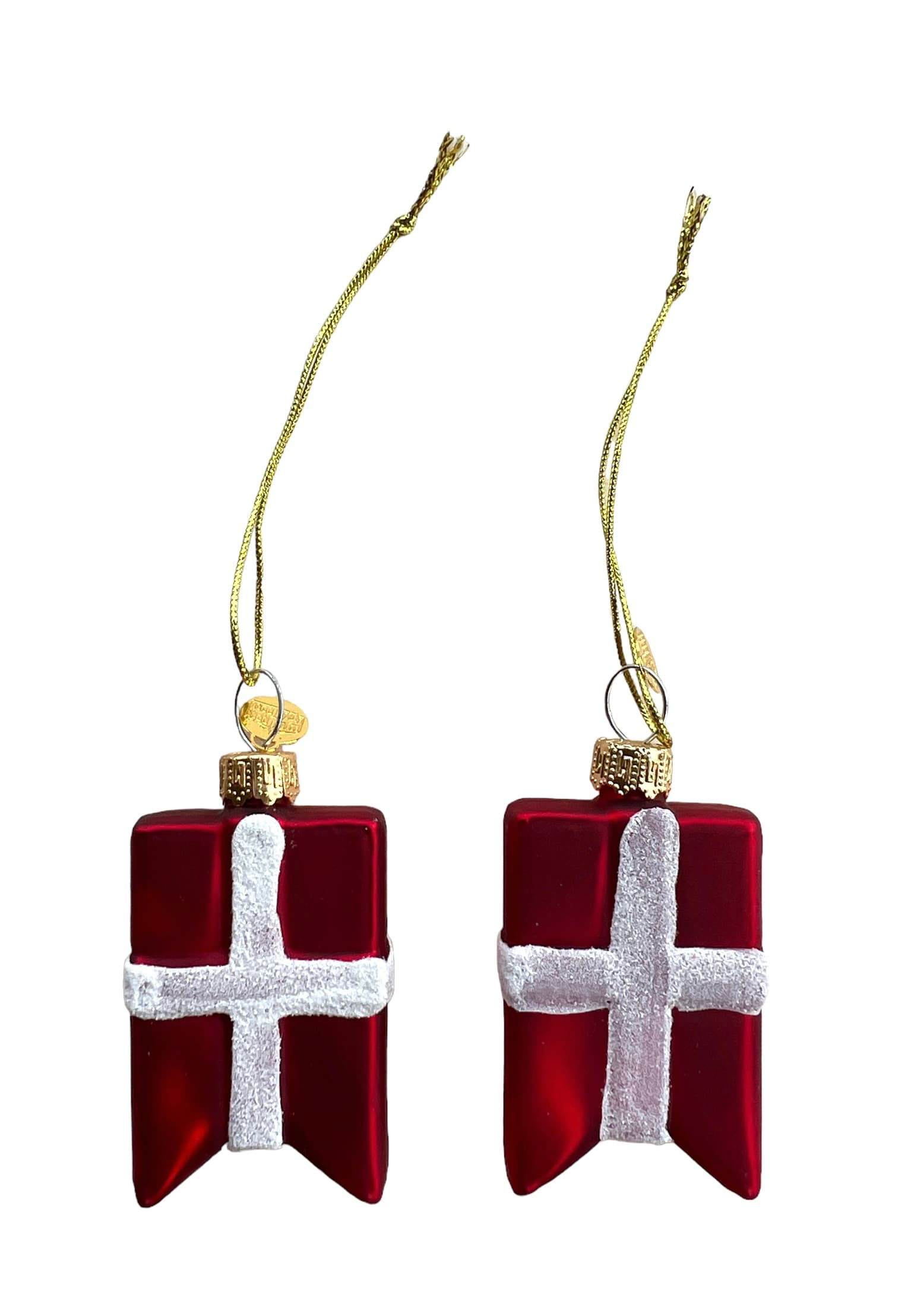 Danish flags in glass for hanging, 2 pcs 