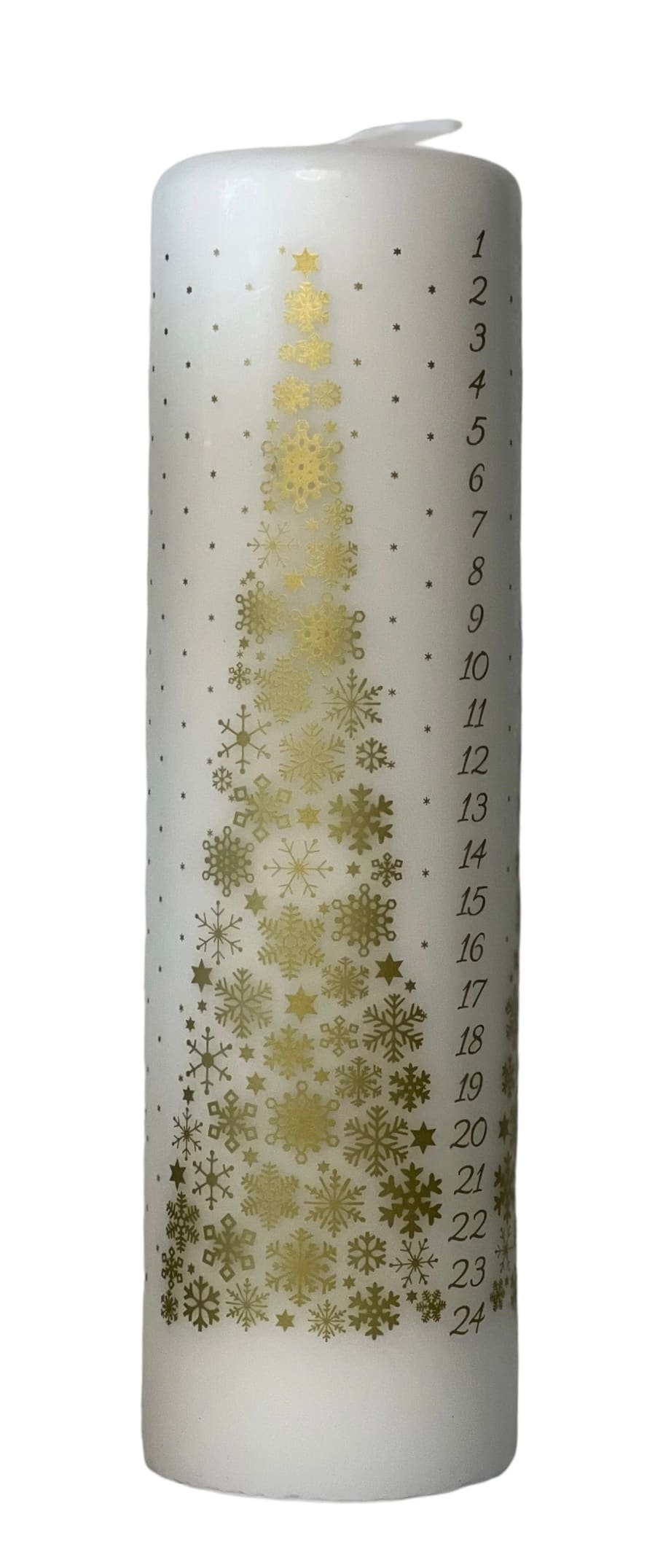 Large calendar candle with gold 7x 25 cm