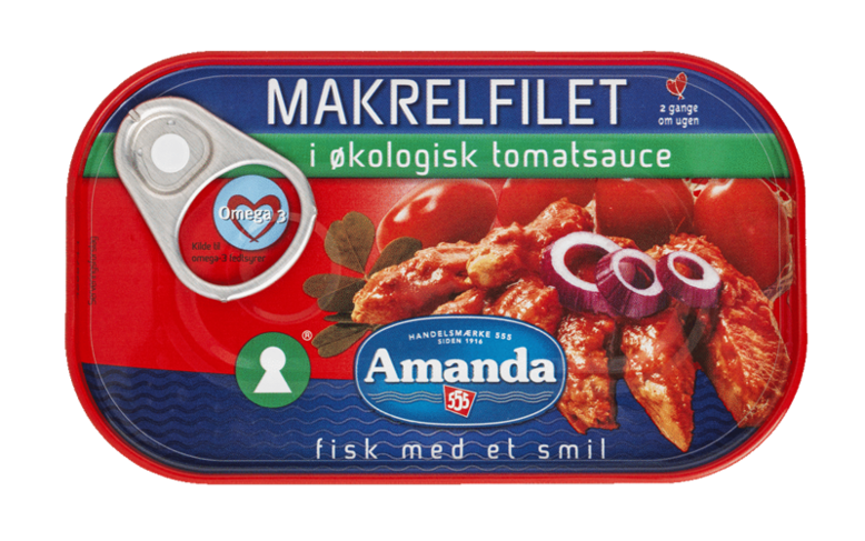 Amanda Makrelfilet i økologisk tomatsauce 125g