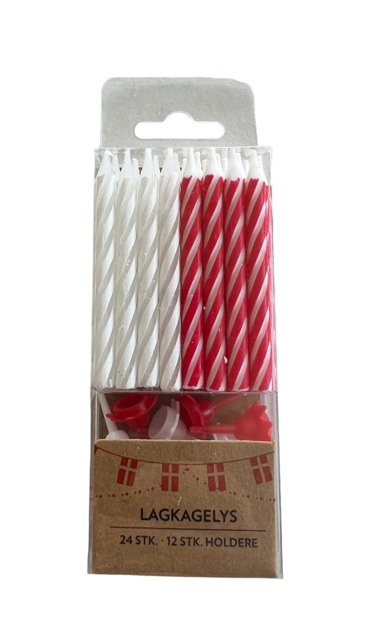 24 Birthday candles, white and red stripes