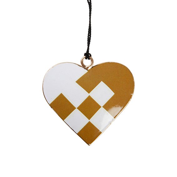 Metal Heart in white and gold 6 cm