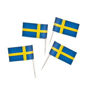 50 Swedish flags on stick – 4cm