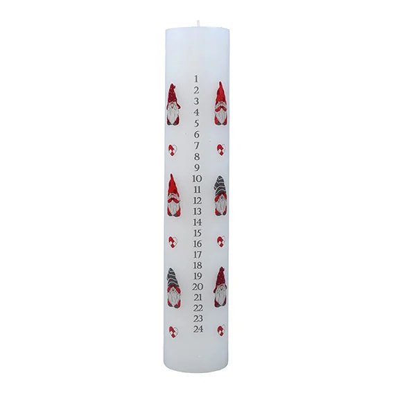 Calendar candle with Santas, 25 cm