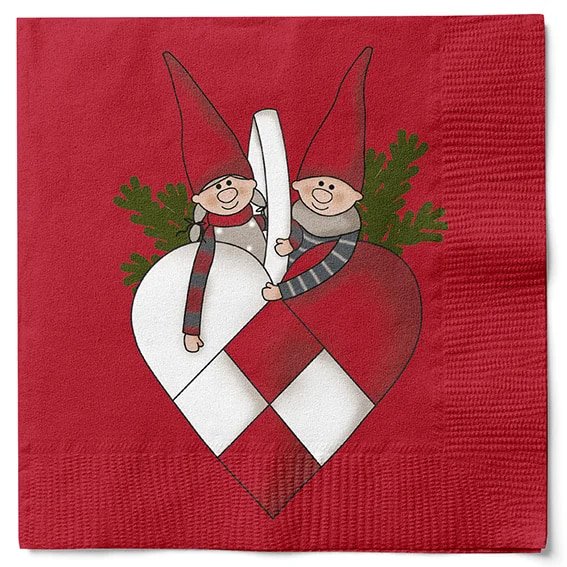 20 Christmas napkins red with heart