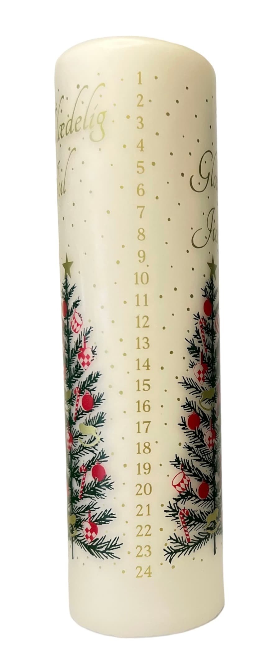 Large calendar candle "Glædelig jul" 7x 25 cm